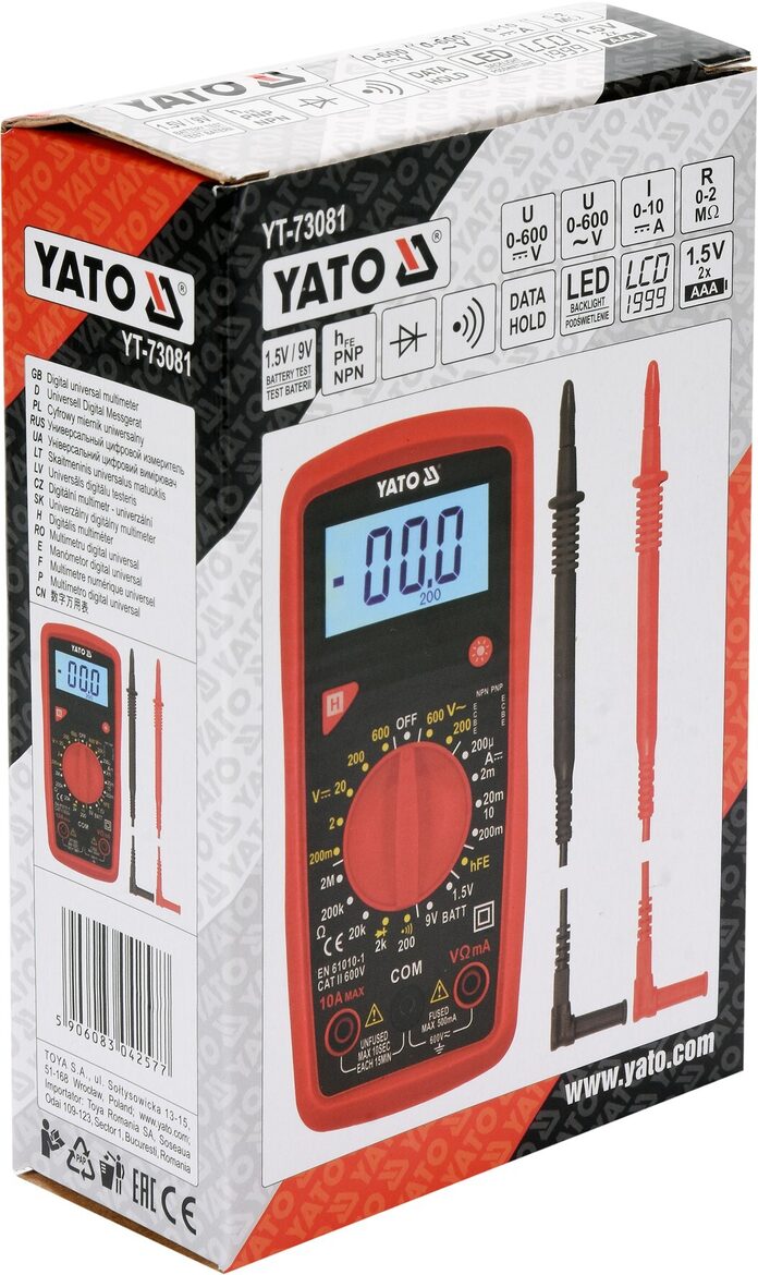 Digitālais multimetrs 600V YT-73081 YATO