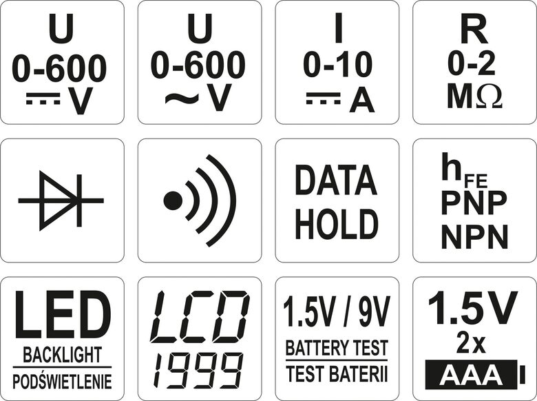 Digitālais multimetrs 600V YT-73081 YATO