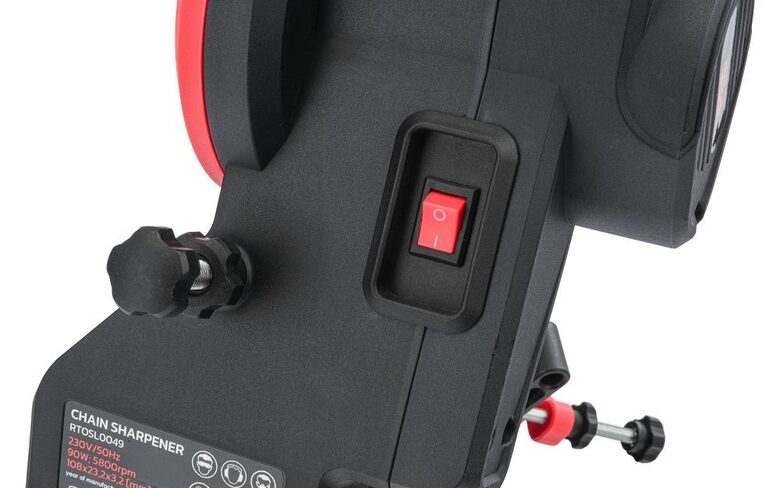 Elektriskā ķēdes zāģu - motorzāģu ķēžu asināšanas iekārta 90W + 2 diski no Red Technic (RTOSL0049)