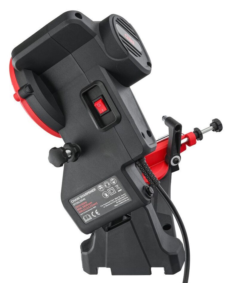Elektriskā ķēdes zāģu - motorzāģu ķēžu asināšanas iekārta 90W + 2 diski no Red Technic (RTOSL0049)