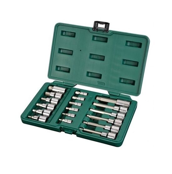 Muciņu komplekts ar ieliktni 1/4" + 1/2" (HEX) 18gab SATA : S09053