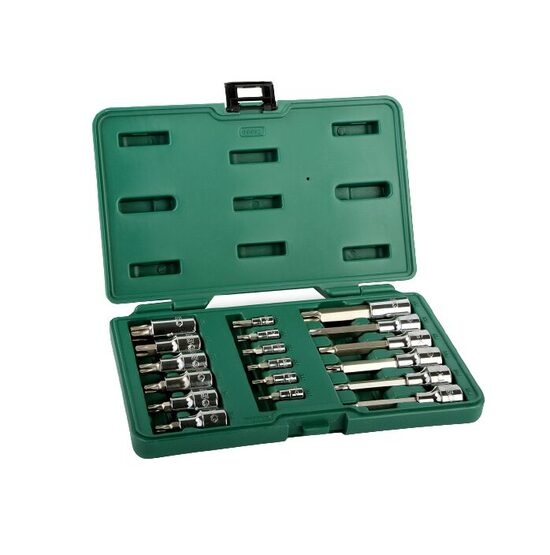 Muciņu komplekts ar ieliktni 1/4" + 1/2" (TORX) 18gab SATA  S09052