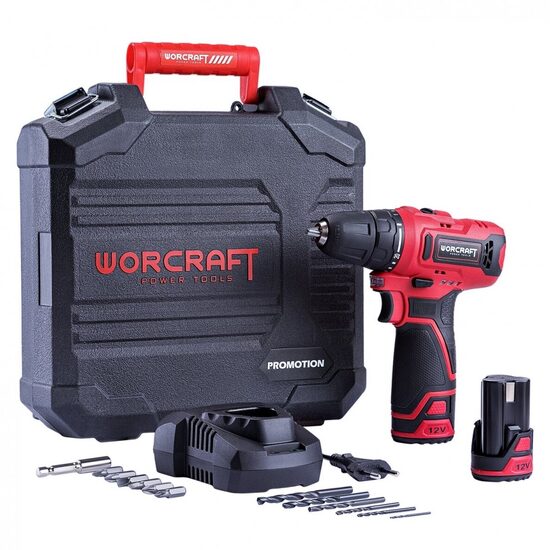 Akumulatora urbjmašīna 12V Li-ion  ar piederumiem plastmasas kastē  WORCRAFT  CD12LiA
